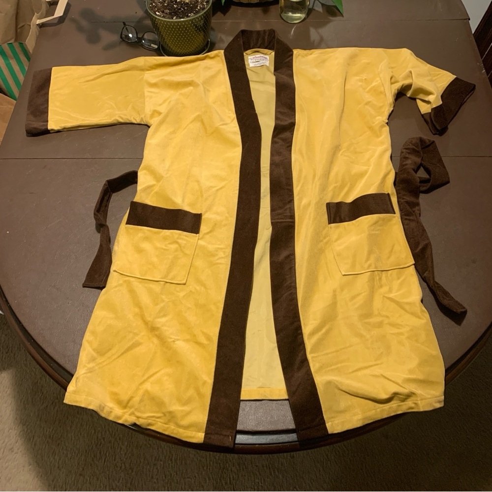 Pleetway TOGA Lounge Robe With Belt Smoking Jacket Mustard Yellow Brown One Size